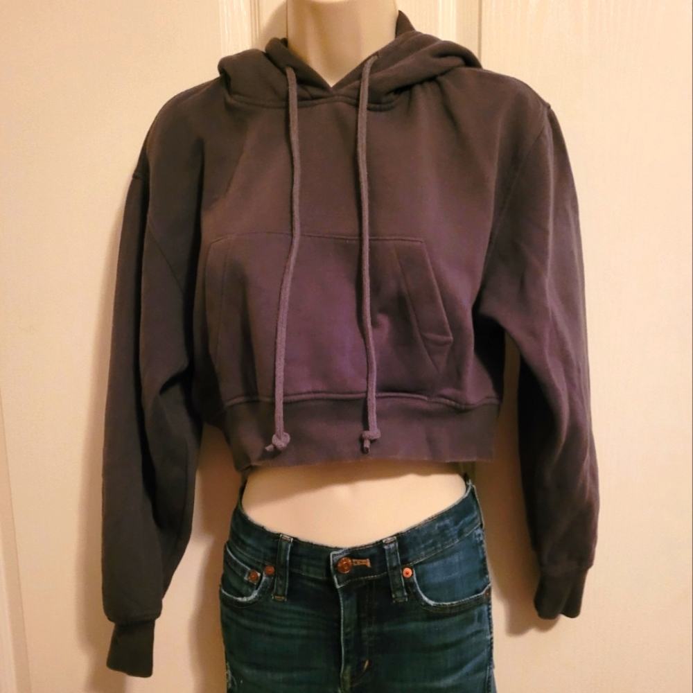 Zara Dark Purple Cropped Sweatshirt